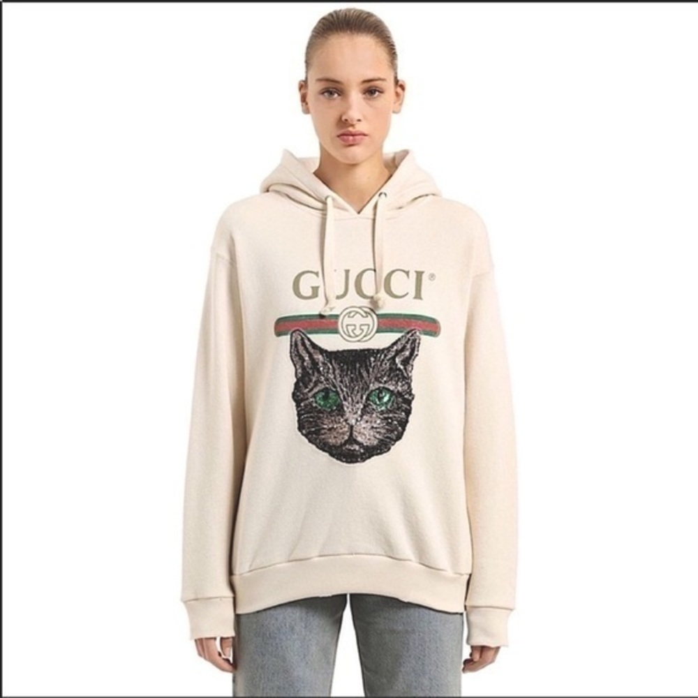 Gucci. Mystic Cat pullover sequin hoodie.